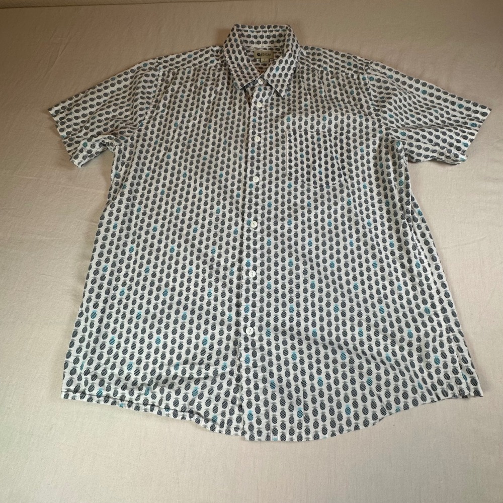Haggar Men's L Short Sleeve Button Up Shirt Casual Pineapple Print